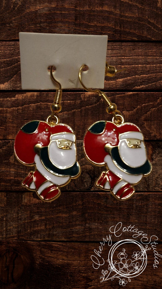 Special Delivery From Santa - Christmas Santa Dangle Earrings