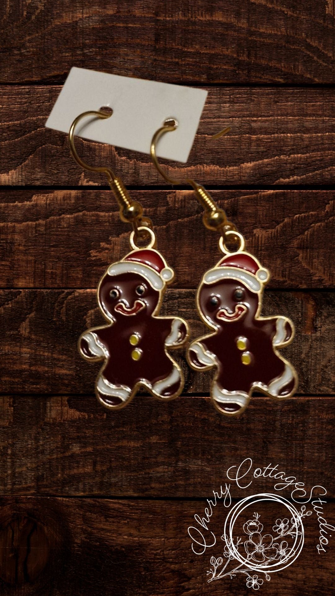 Gingerbread Man - Christmas Dangle Earrings