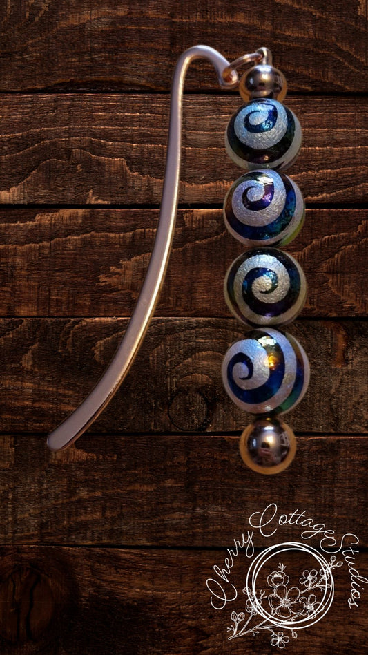 Cosmic Swirls - Metal Beaded Bookmark