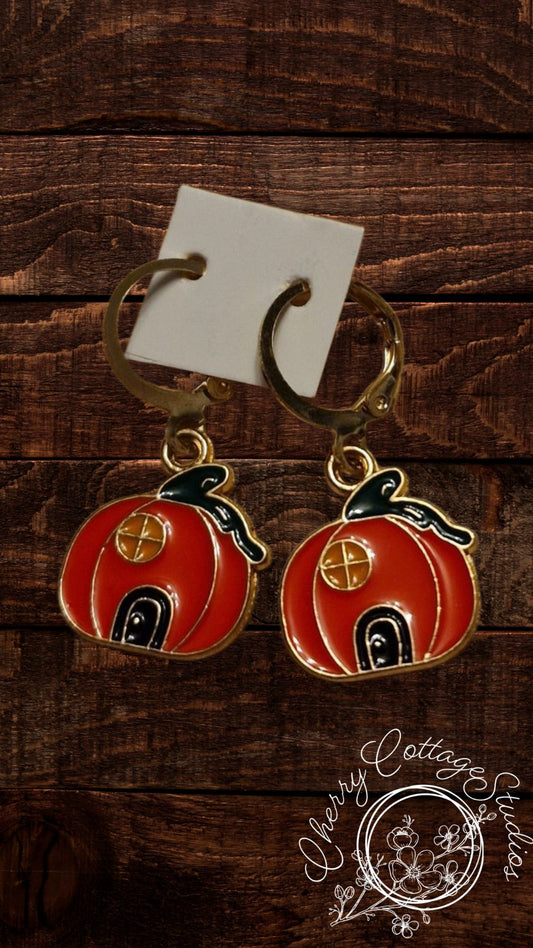 Pumpkin Houses - Pumpkin Hoop Dangle Earrings