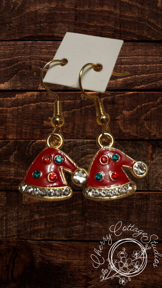 Santa's Hat - Christmas Dangle Earrings
