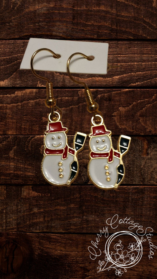 Icy the Snowman - Christmas Dangle Earrings