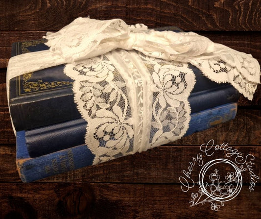 Lacebound Tales - Blue Vintage Book Stack