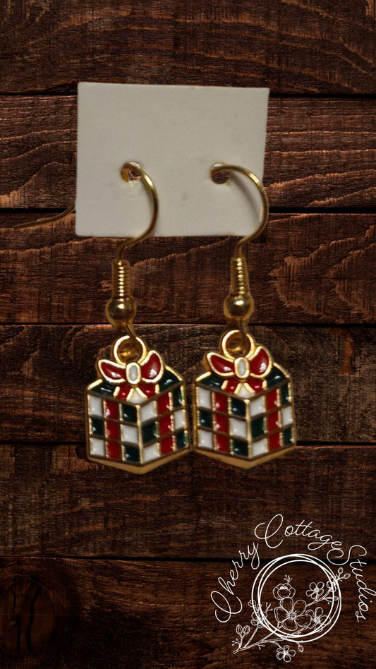 Present Surprise - Christmas Present Dangle Earrings