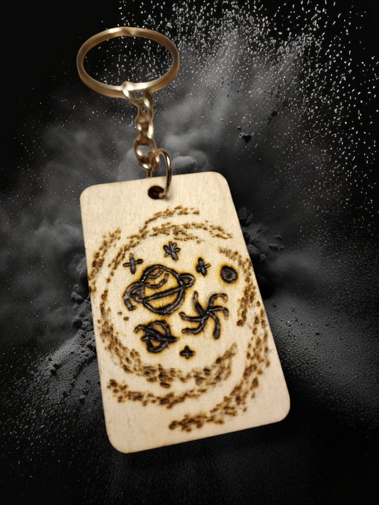 Outer Space wooden keychain