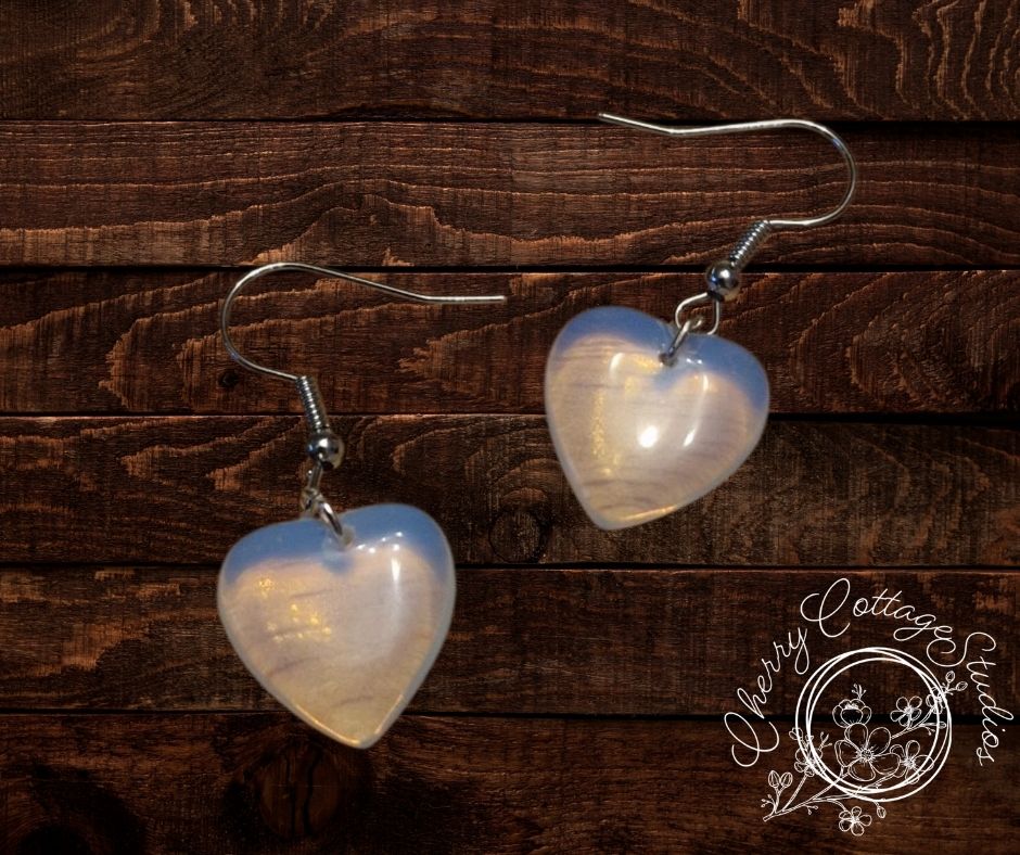 Whispers Of Opalite - Opalite Heart Dangle Earrings