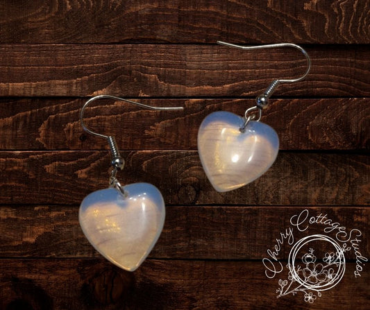 Whispers Of Opalite - Opalite Heart Dangle Earrings