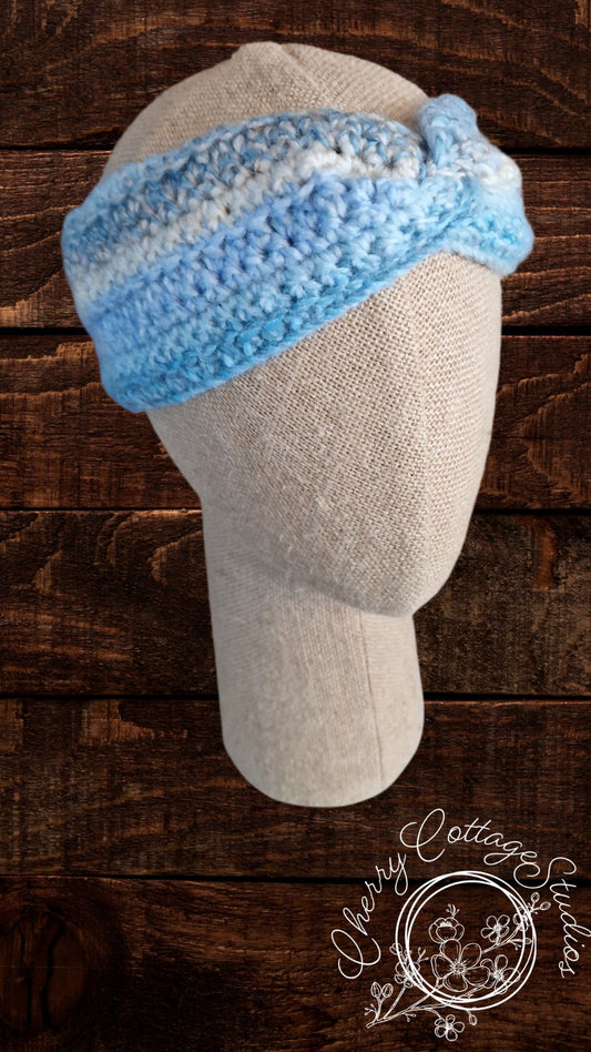 Blue Skies - Adult Size - Crochet Twisted Headband