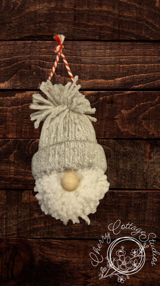 Grey Fluffy Gonk Gnome Hanging Christmas Decoration Ornament