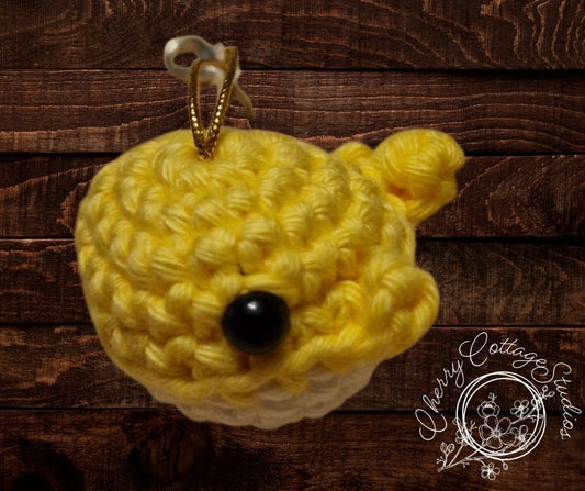 Yellow Crochet Whale Clip-On Accessory