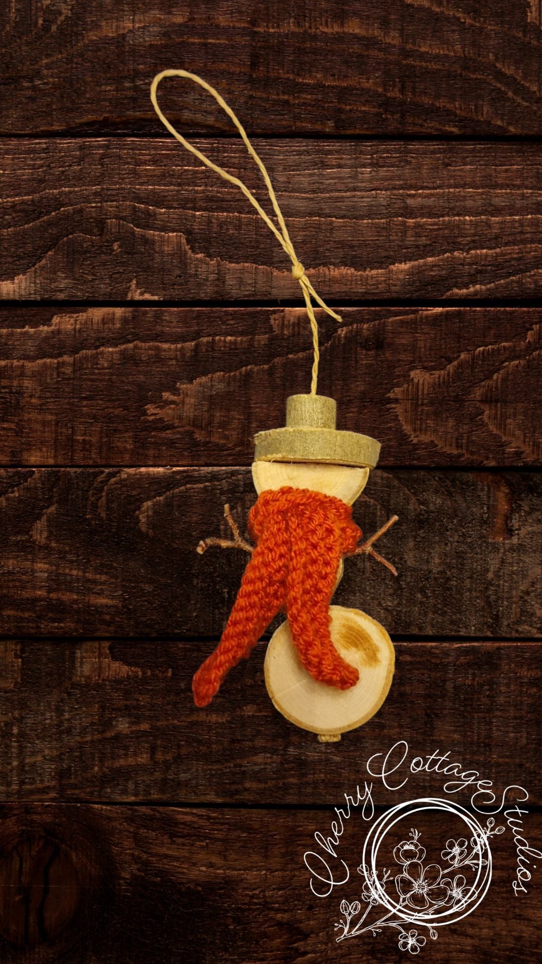 Wooden Snowman With Scarf Hanging Christmas Decoration Ornament