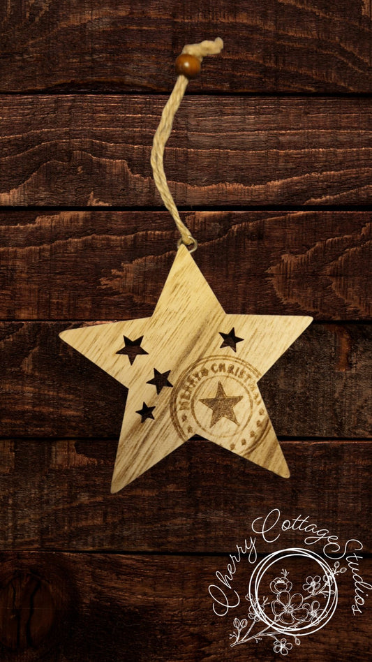 Wooden Star Hanging Christmas Ornament Decoration