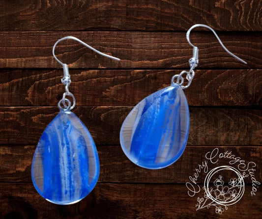Azure Inkdrop - Teardrop Dangle Earrings