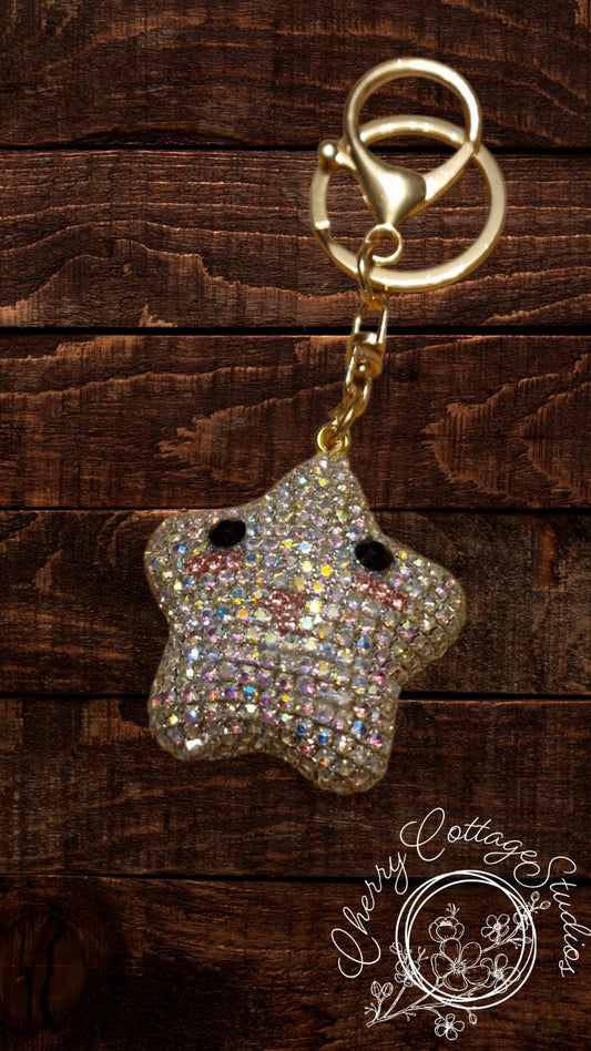 Silver Sparkly Star Keychain