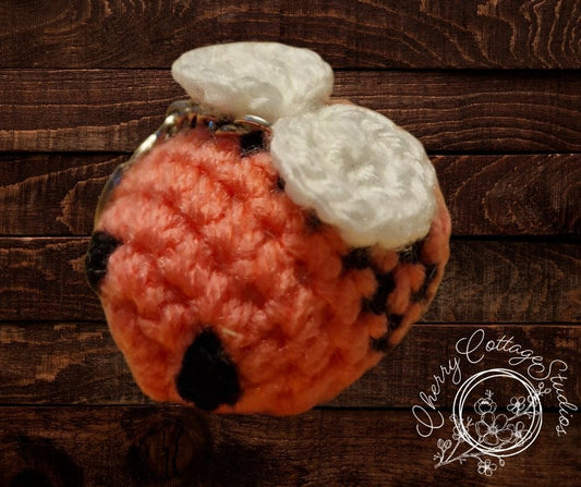 Deep Pink Crochet Bumblebee Keychain
