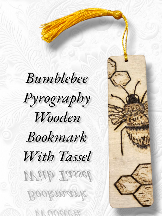Bumblebee wooden bookmark with yellow tassel