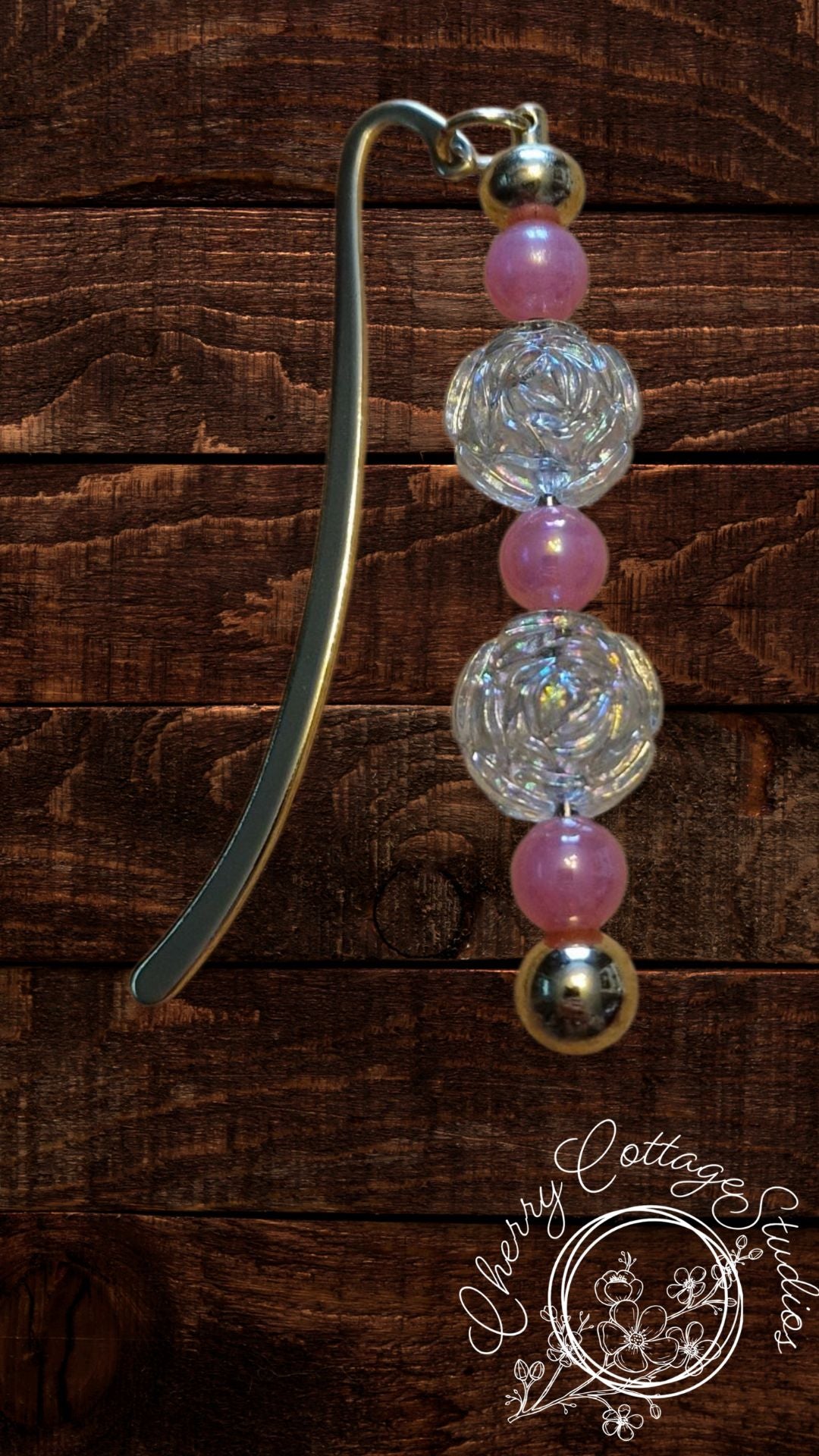 Frosted Roses - Metal Beaded Bookmark