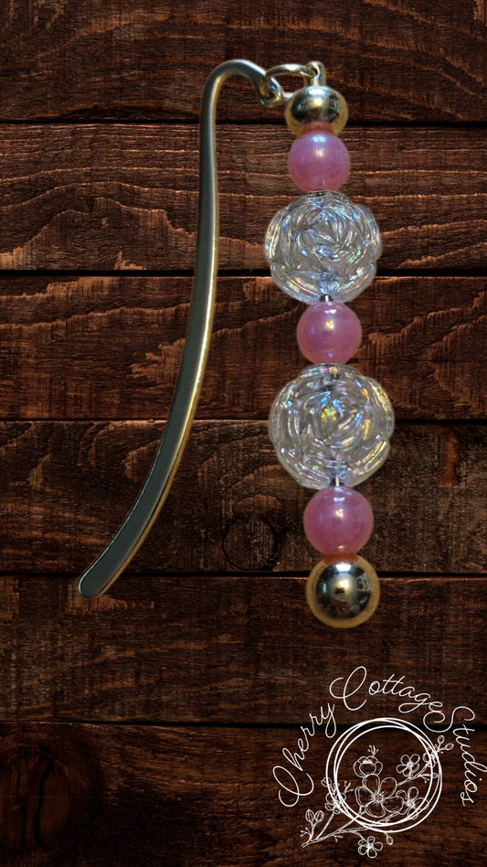 Frosted Roses - Metal Beaded Bookmark