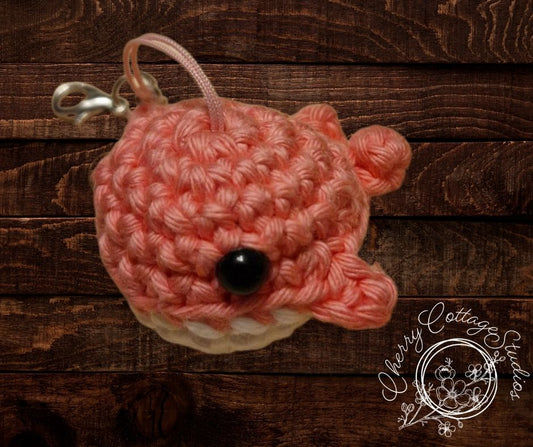 Pink Crochet Whale Clip-On Accessory